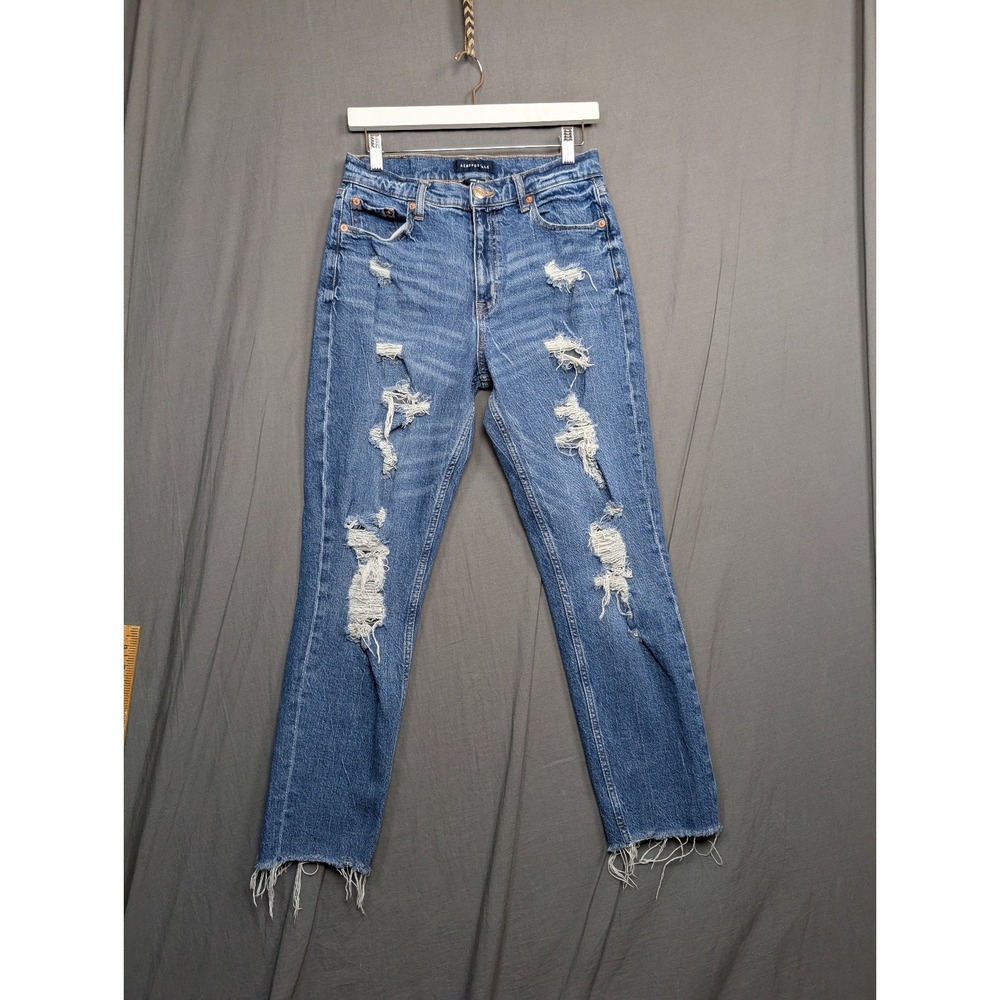 Aeropostale Women's Distressed Blue Denim Jeans  Button Zip 8 REG